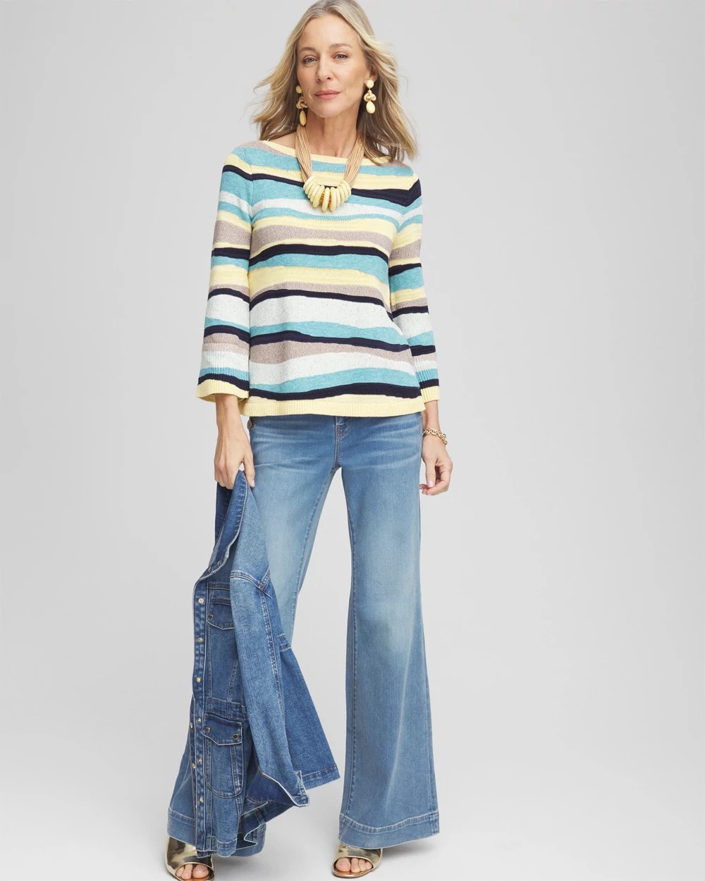 Chico's Women | Striped Pullover AQUATIC TEAL