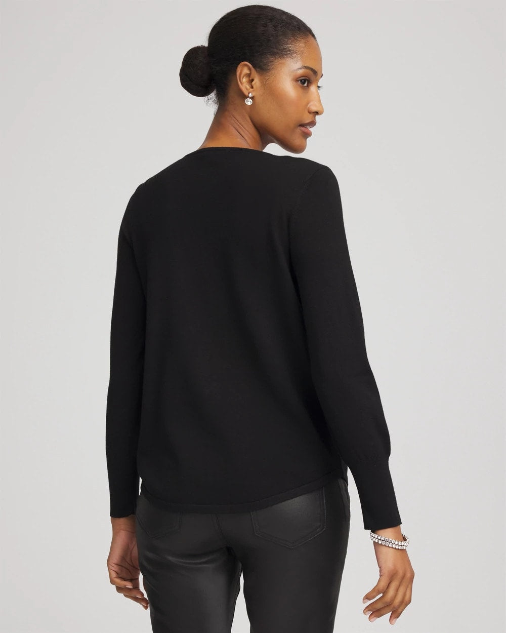 Chico's Women | Ella Embellished V-Neck Sweater BLACK