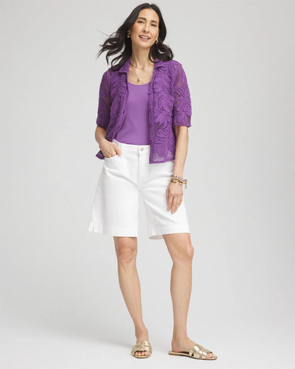 Chico's Women | Palm-Frond Crochet-Lace Shacket PLUM SHADE