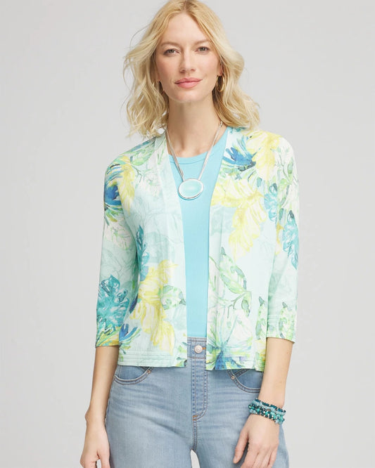Chico's Women | Tropical Summer Romance Short Cardigan AQUA
