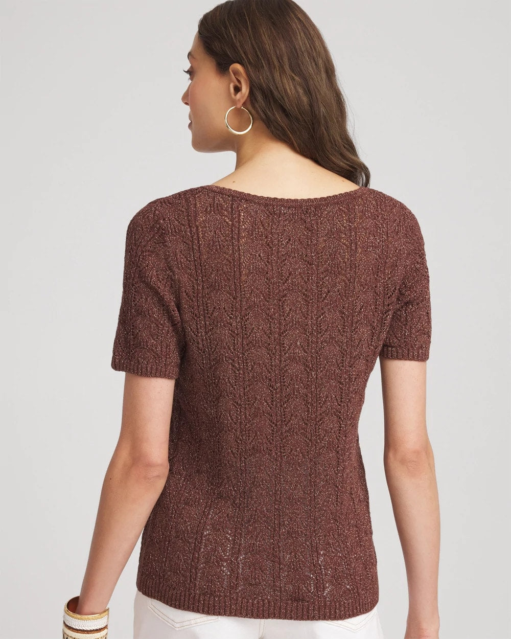 Chico's Women | Pointelle Square-Neck Pullover Sweater CACAO