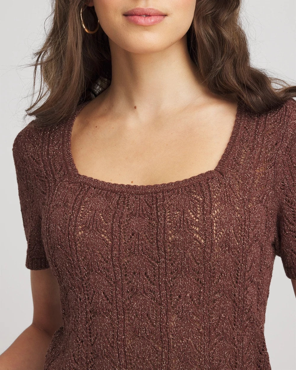 Chico's Women | Pointelle Square-Neck Pullover Sweater CACAO