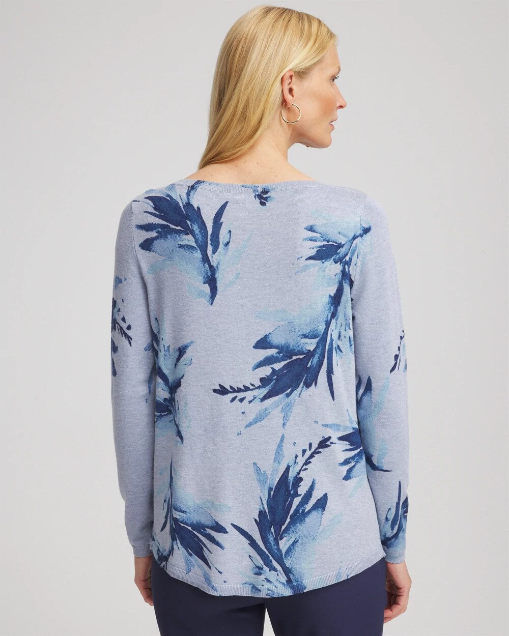 Chico's Women | Ella Painterly Bateau Pullover Sweater PASSPORT BLUE