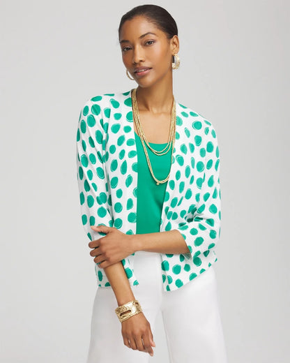 Chico's Women | Polka-Dot Summer Romance Short Cardigan ALABASTER