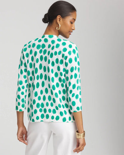Chico's Women | Polka-Dot Summer Romance Short Cardigan ALABASTER