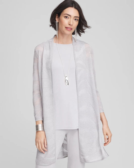 Chico's Women | Travelers™ Zebra-Motif Metallic Cardigan DOVE GRAY