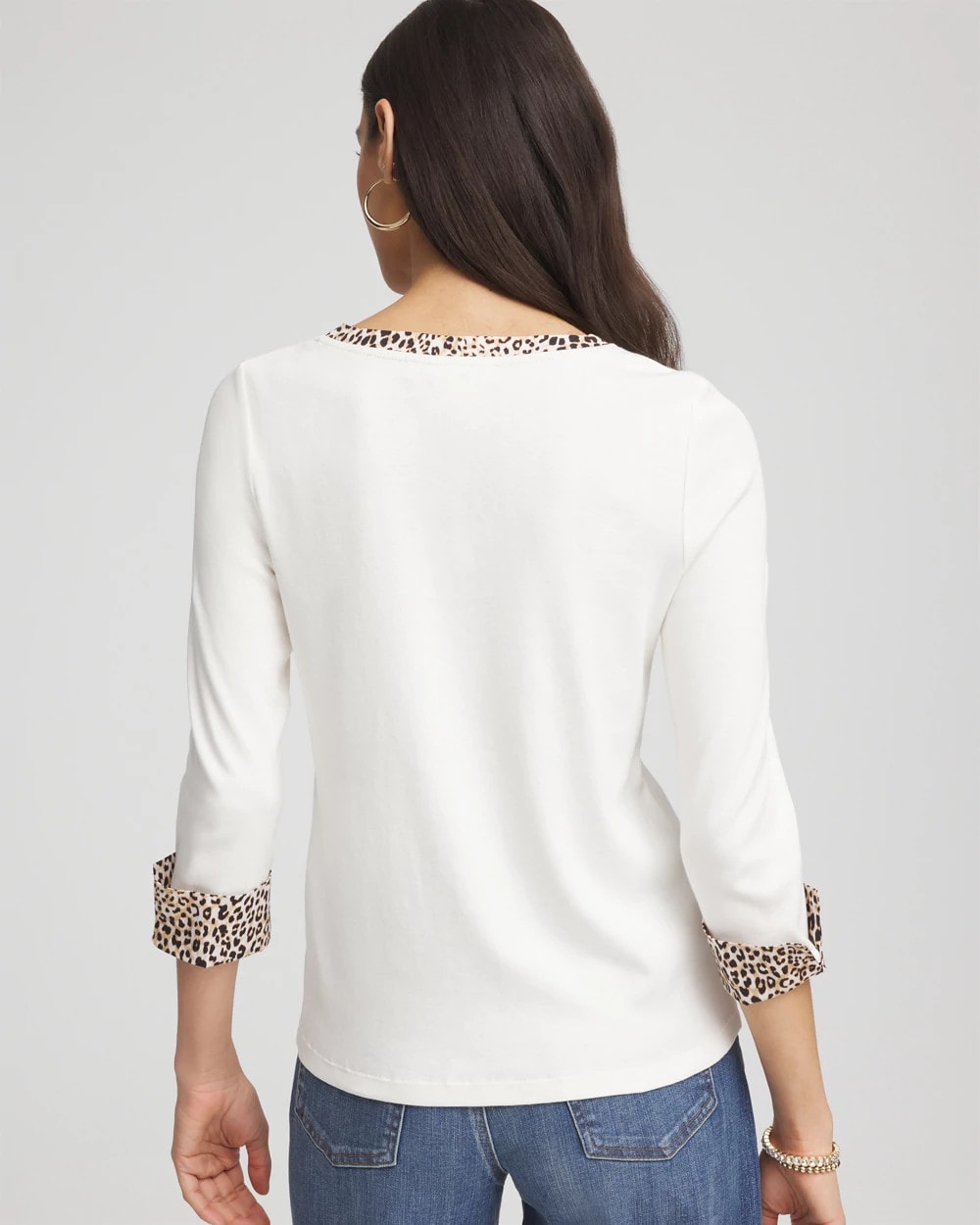 Chico's Women | Pima Jewel Neck Contrast Tee ECRU