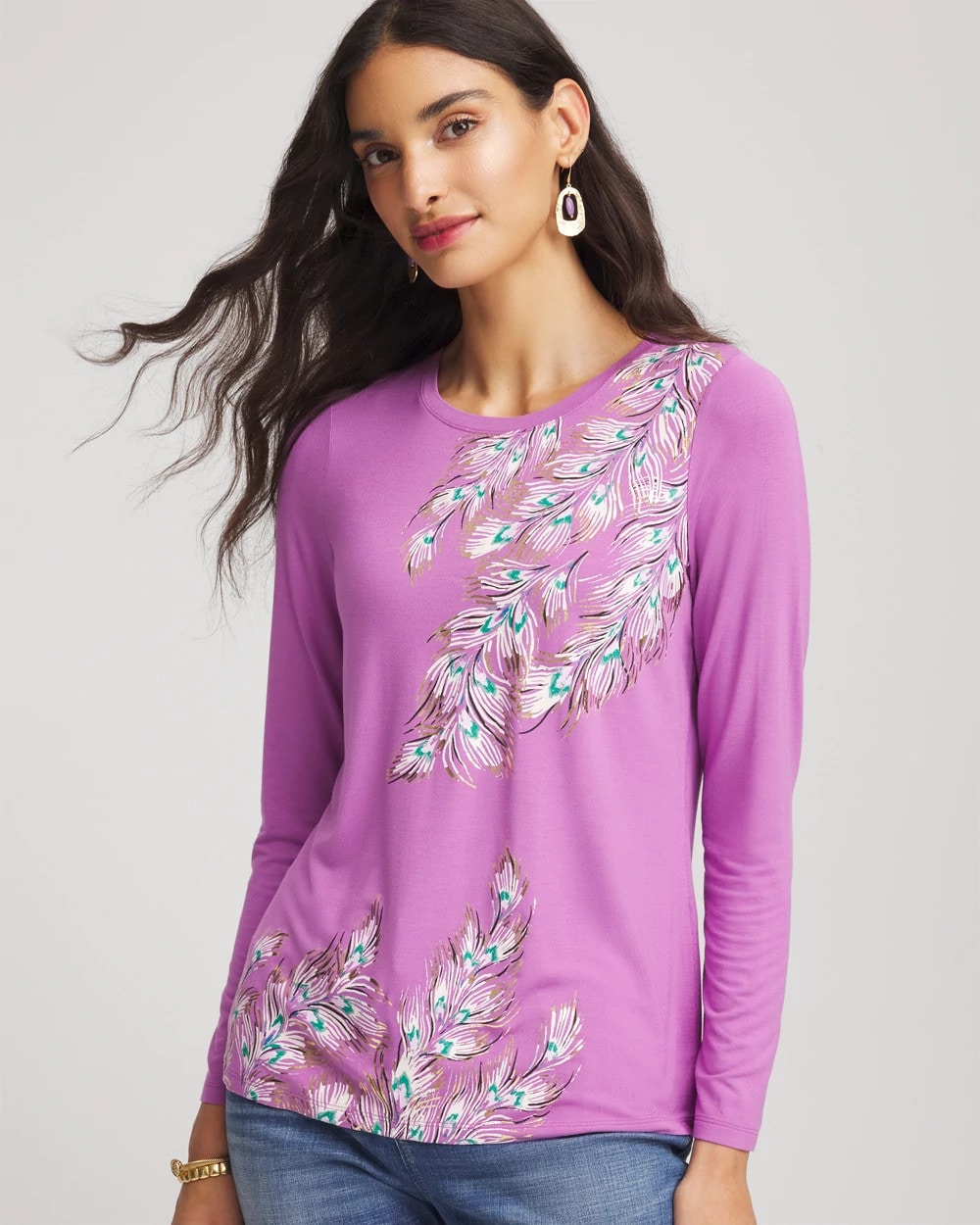 Chico's Women | Foiled Touch of Cool™ Layering Tee GOOSEBERRY