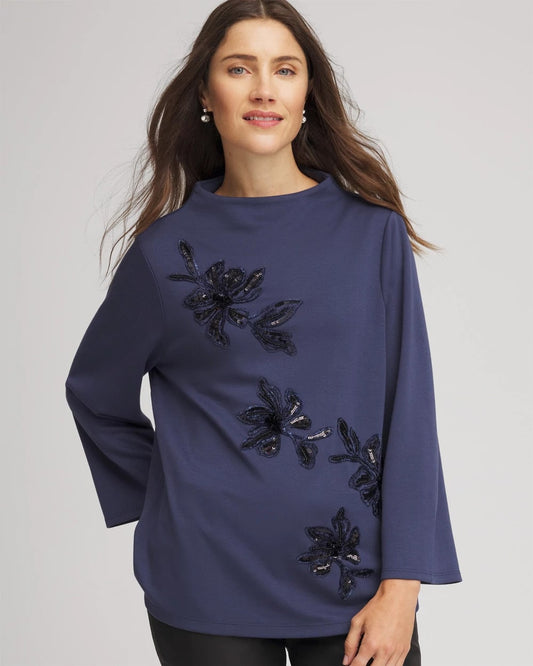 Chico's Women | Embellished Structured Top INDIGO SKY