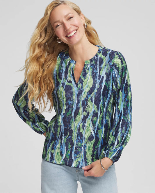 Chico's Women | Ocean Plume Crinkle Top PASSPORT BLUE