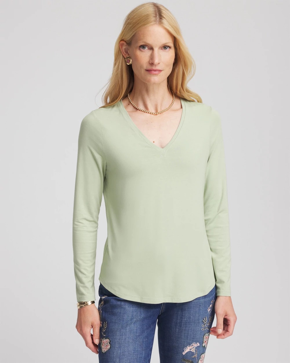 Chico's Women | Touch of Cool™ V-Neck Layering Tee SAGE MEADOW