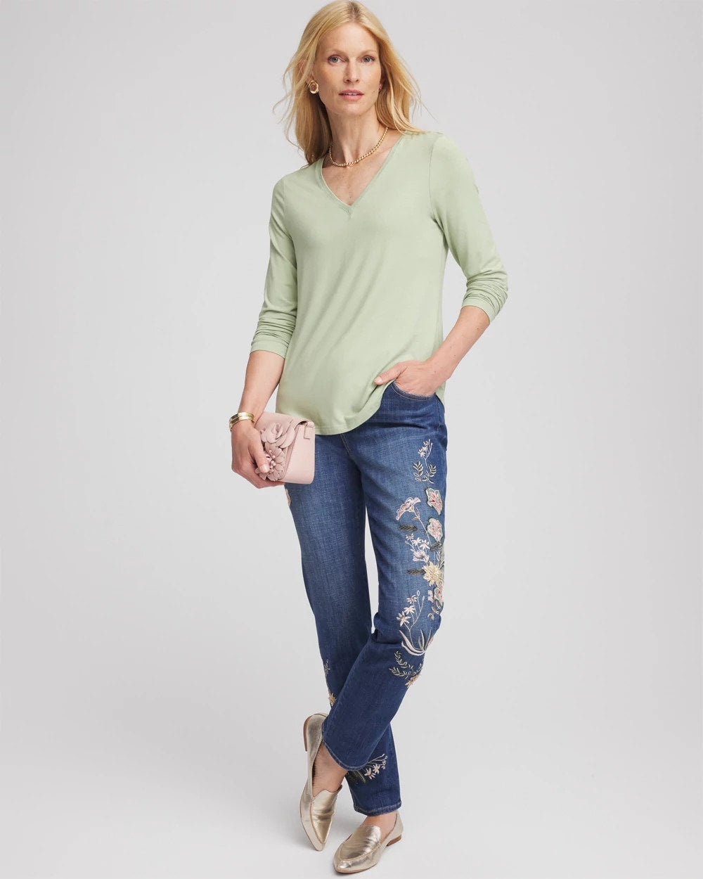 Chico's Women | Touch of Cool™ V-Neck Layering Tee SAGE MEADOW