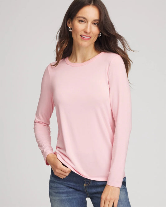 Chico's Women | Mesh-Trim Touch of Cool™ Layering Tee BLUSHED
