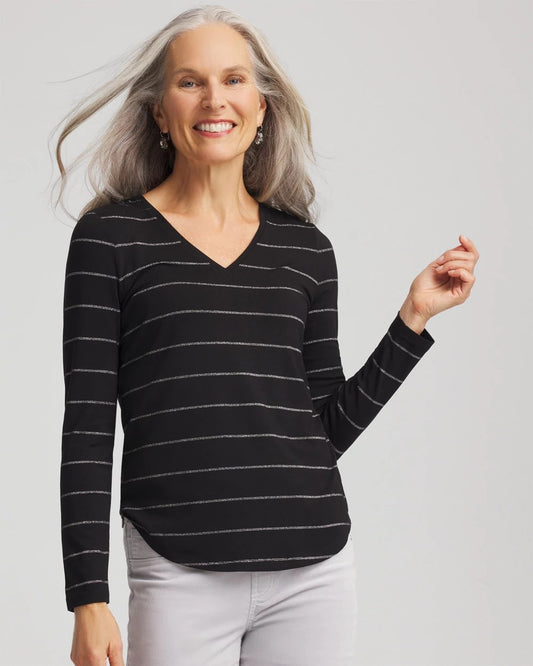 Chico's Women | Touch of Cool™ Lurex Layering Tee BLACK