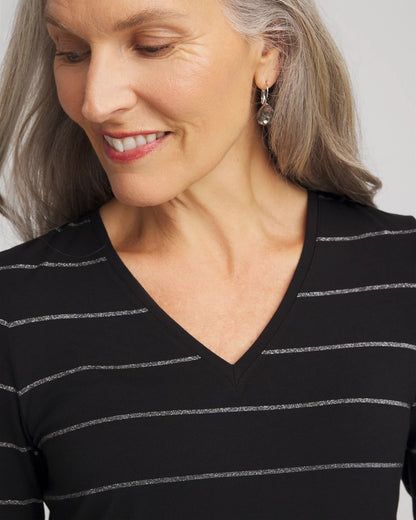 Chico's Women | Touch of Cool™ Lurex Layering Tee BLACK