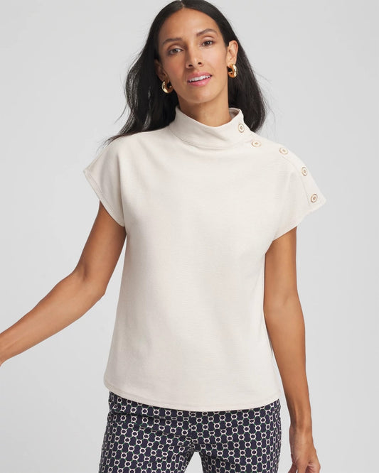 Chico's Women | Ottoman Cap Sleeve Tee WHITE TRUFFLE