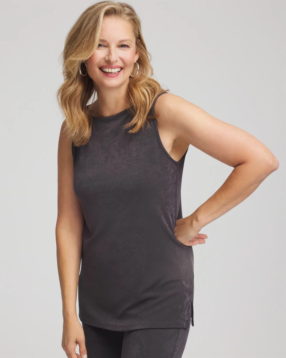 Chico's Women | Travelers™ Classic Side-Slit Tank SERENE GRAY