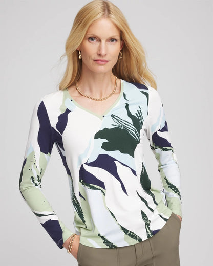 Chico's Women | Sea-Print Touch of Cool™ Layering Tee SAGE MEADOW