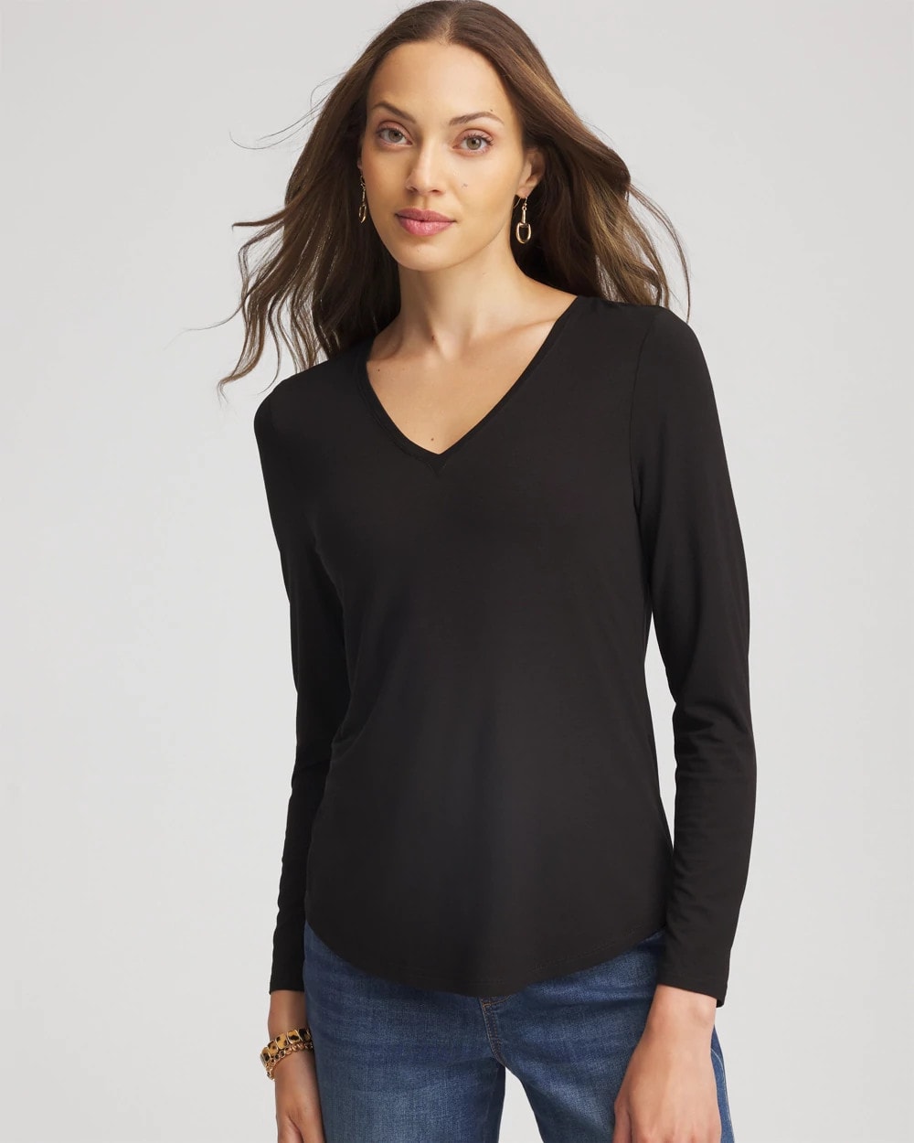 Chico's Women | Touch of Cool™ V-Neck Layering Tee BLACK