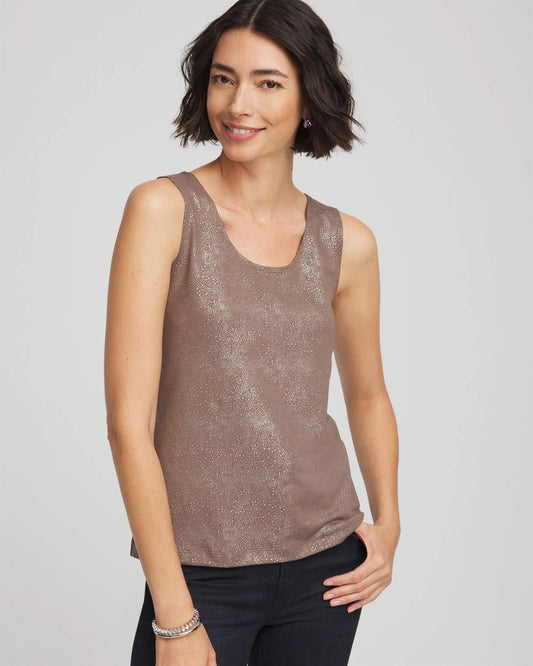Chico's Women | Foiled Microfiber Tank WALNUT