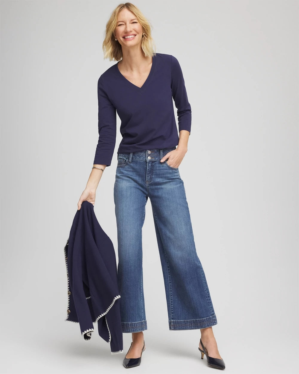 Chico's Women | 3/4 Sleeve Perfect Tee PASSPORT BLUE