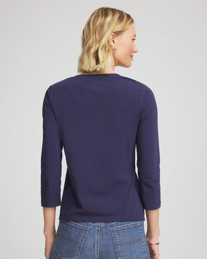 Chico's Women | 3/4 Sleeve Perfect Tee PASSPORT BLUE