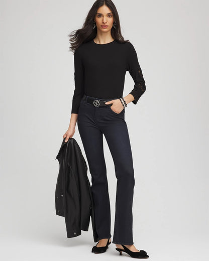 Chico's Women | Heart Sleeve Detail Tee BLACK