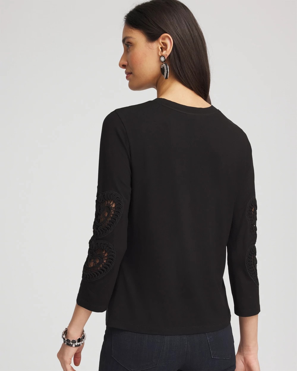 Chico's Women | Heart Sleeve Detail Tee BLACK