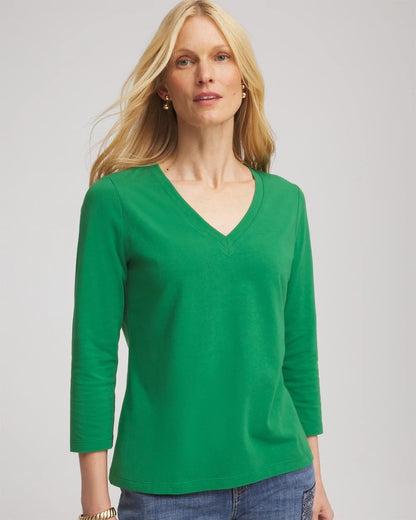 Chico's Women | 3/4 Sleeve Perfect Tee JARDIN GREEN