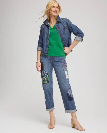 Chico's Women | 3/4 Sleeve Perfect Tee JARDIN GREEN