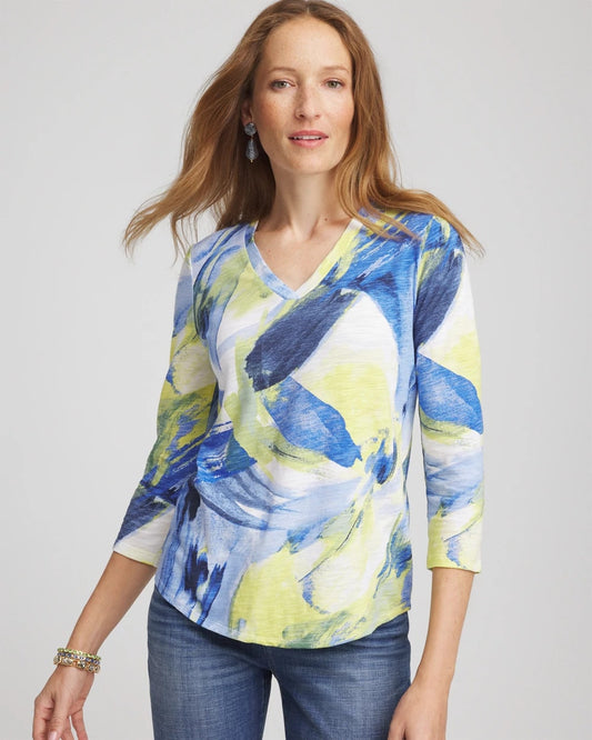 Chico's Women | Slub 3/4 Sleeve Tee ALABASTER
