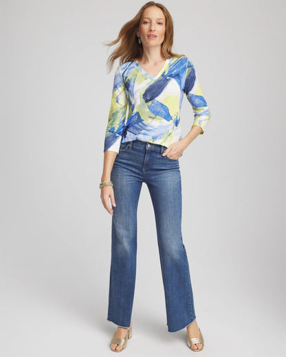 Chico's Women | Slub 3/4 Sleeve Tee ALABASTER