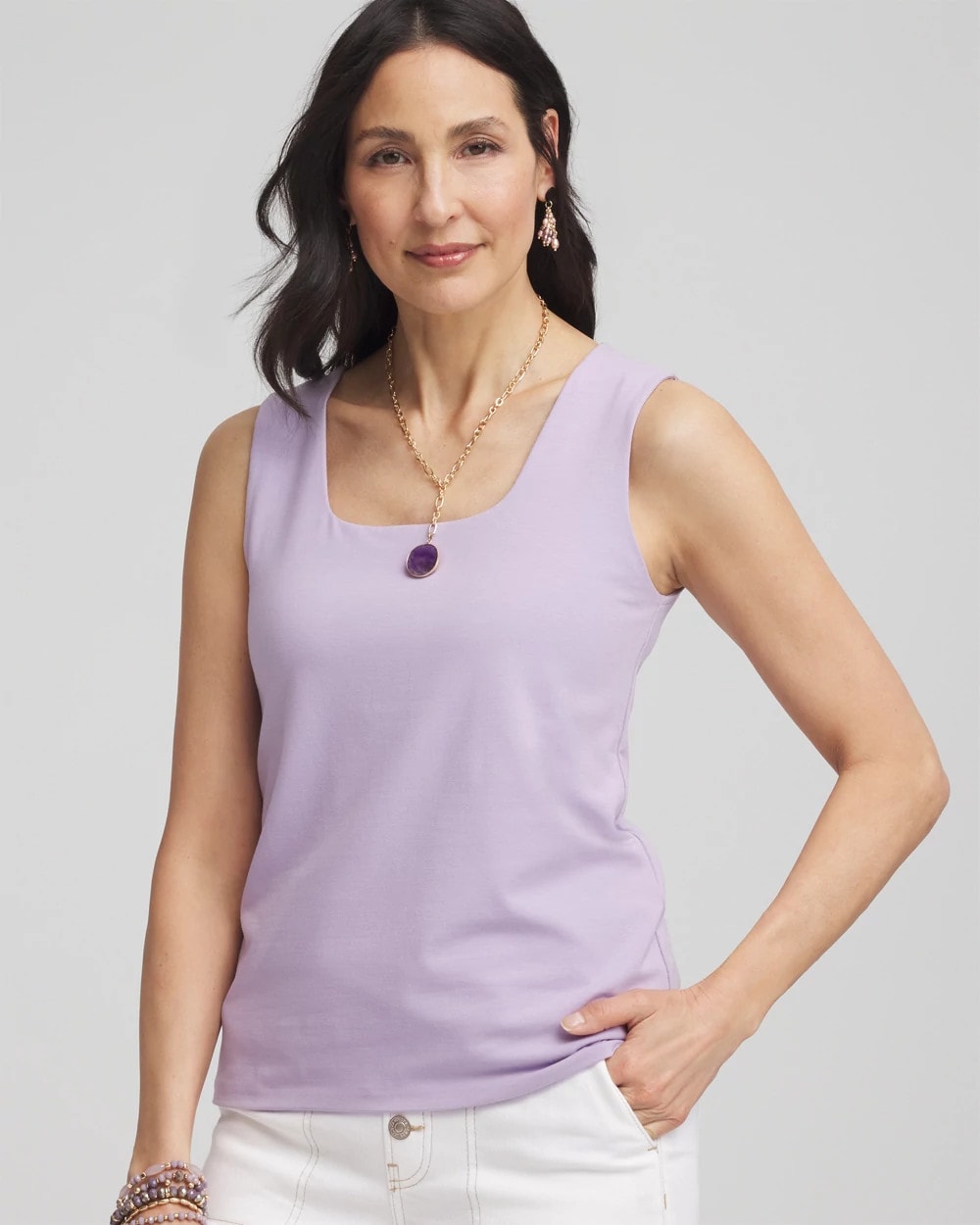 Chico's Women | Contour Cotton™ Square Neck Tank GENTLE LAVENDER