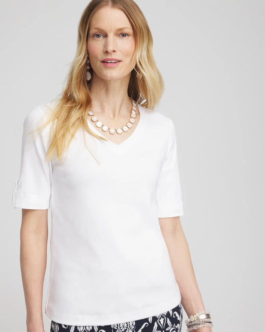 Chico's Women | Everyday V-Neck Pima Tee ALABASTER