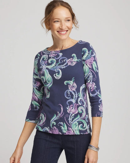 Chico's Women | Pima 3/4 Sleeve Tee TEAL SHADOW