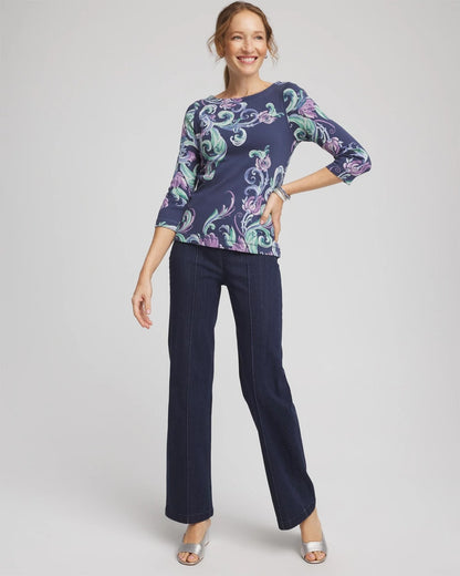 Chico's Women | Pima 3/4 Sleeve Tee TEAL SHADOW