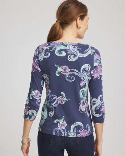 Chico's Women | Pima 3/4 Sleeve Tee TEAL SHADOW