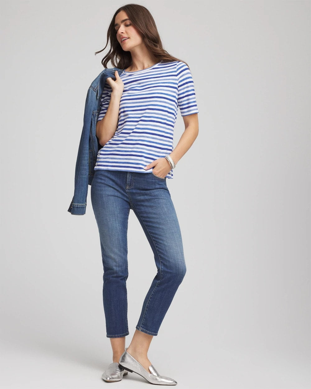 Chico's Women | Slub Short Sleeve Tee BLUE PEARL