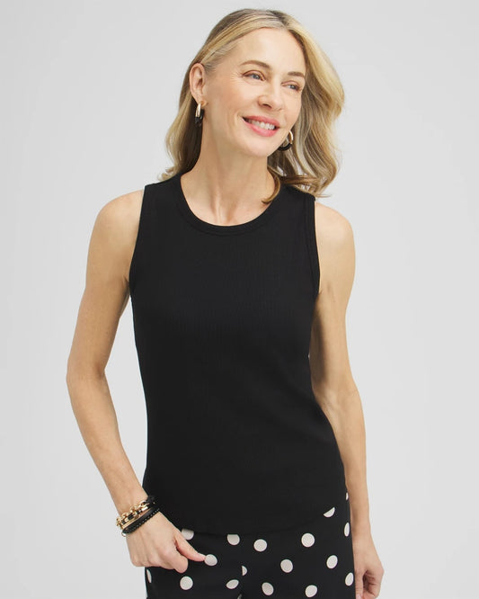 Chico's Women | Ribbed High Neck Tank BLACK