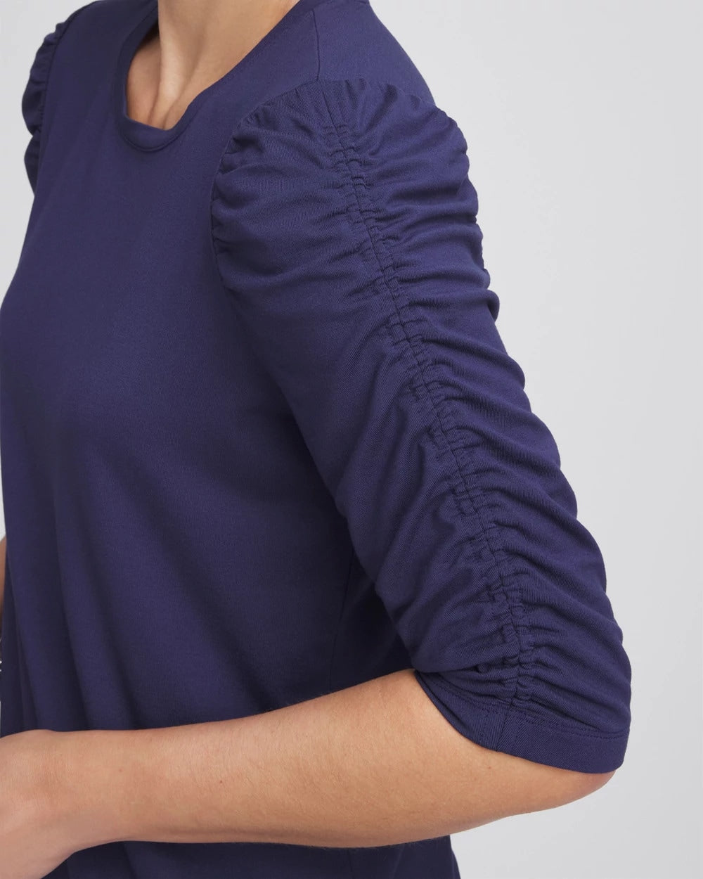 Chico's Women | Ruched Sleeve Knit Tee PASSPORT BLUE