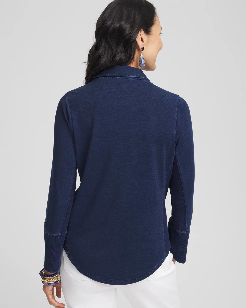 Chico's Women | Collared Henley Denim Top RIVIERA AUTHENTIC