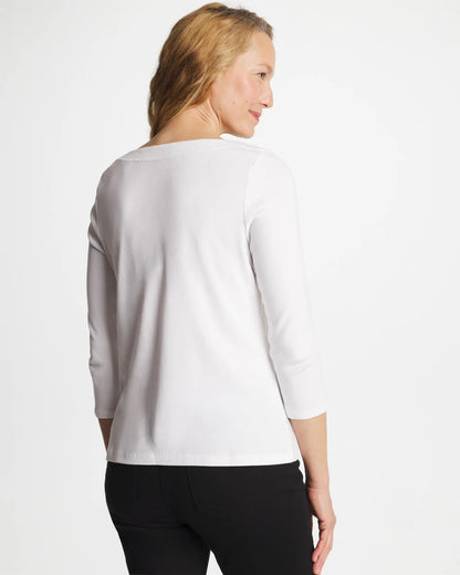 Chico's Women | Pima 3/4 Sleeve Tee ALABASTER