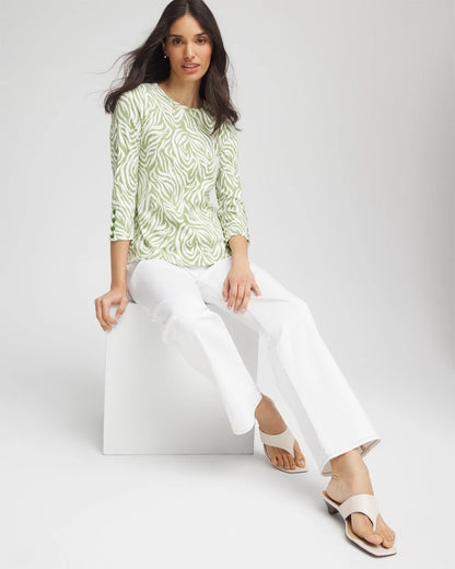 Chico's Women | Pima Button Sleeve Tee GRASSY GREEN