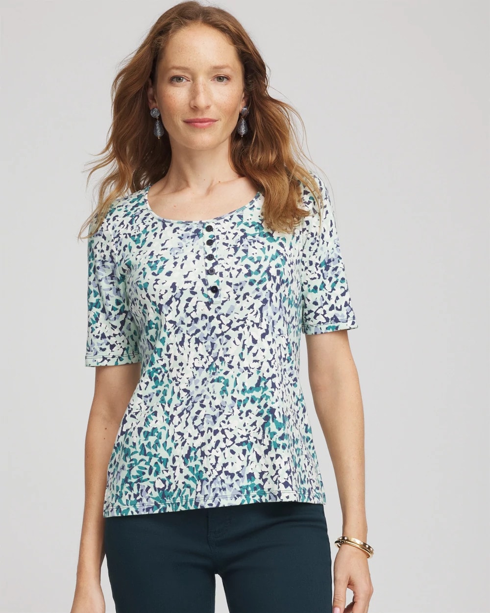 Chico's Women | Pima Cotton Henley Tee INDIGO SKY