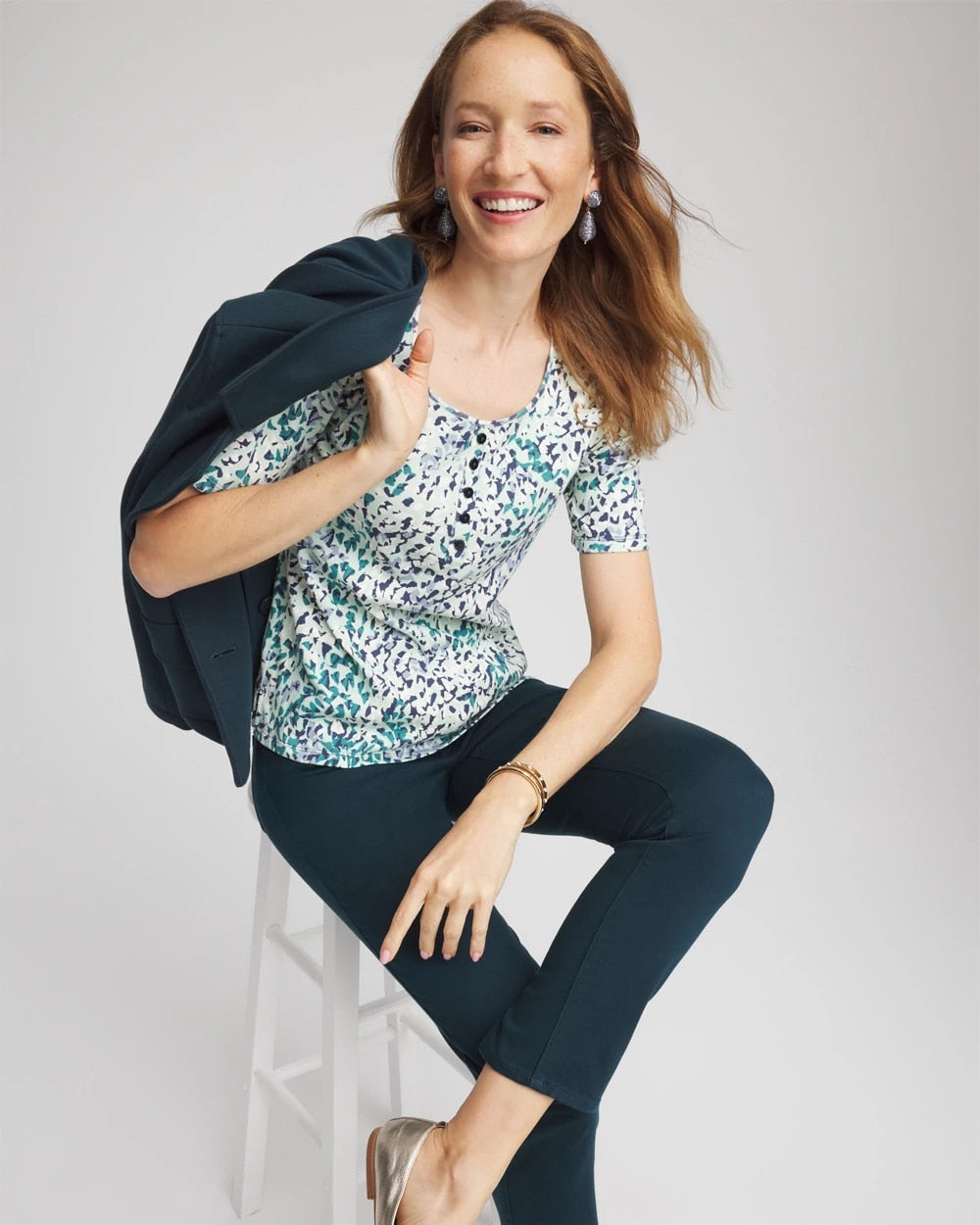 Chico's Women | Pima Cotton Henley Tee INDIGO SKY