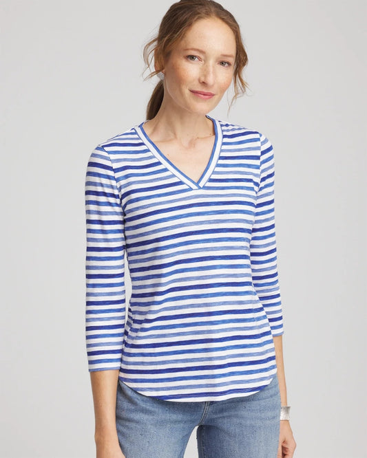 Chico's Women | Slub 3/4 Sleeve Tee BLUE PEARL