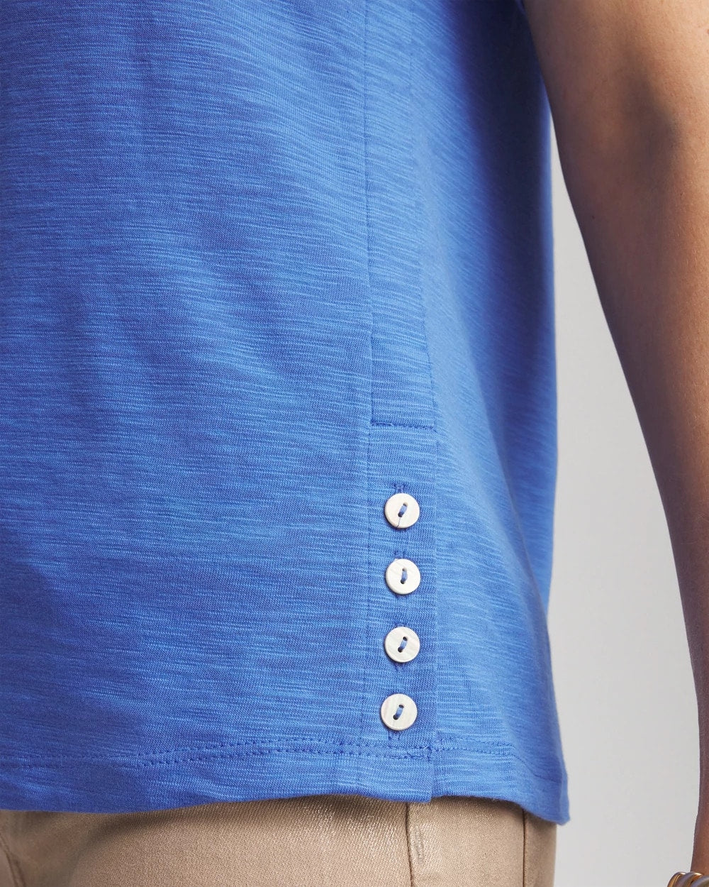 Chico's Women | Slub Crewneck Button Tee BLUE PEARL