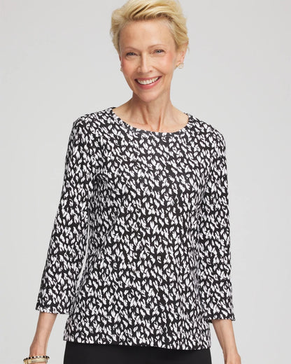 Chico's Women | Pima Crewneck Button Tee BLACK