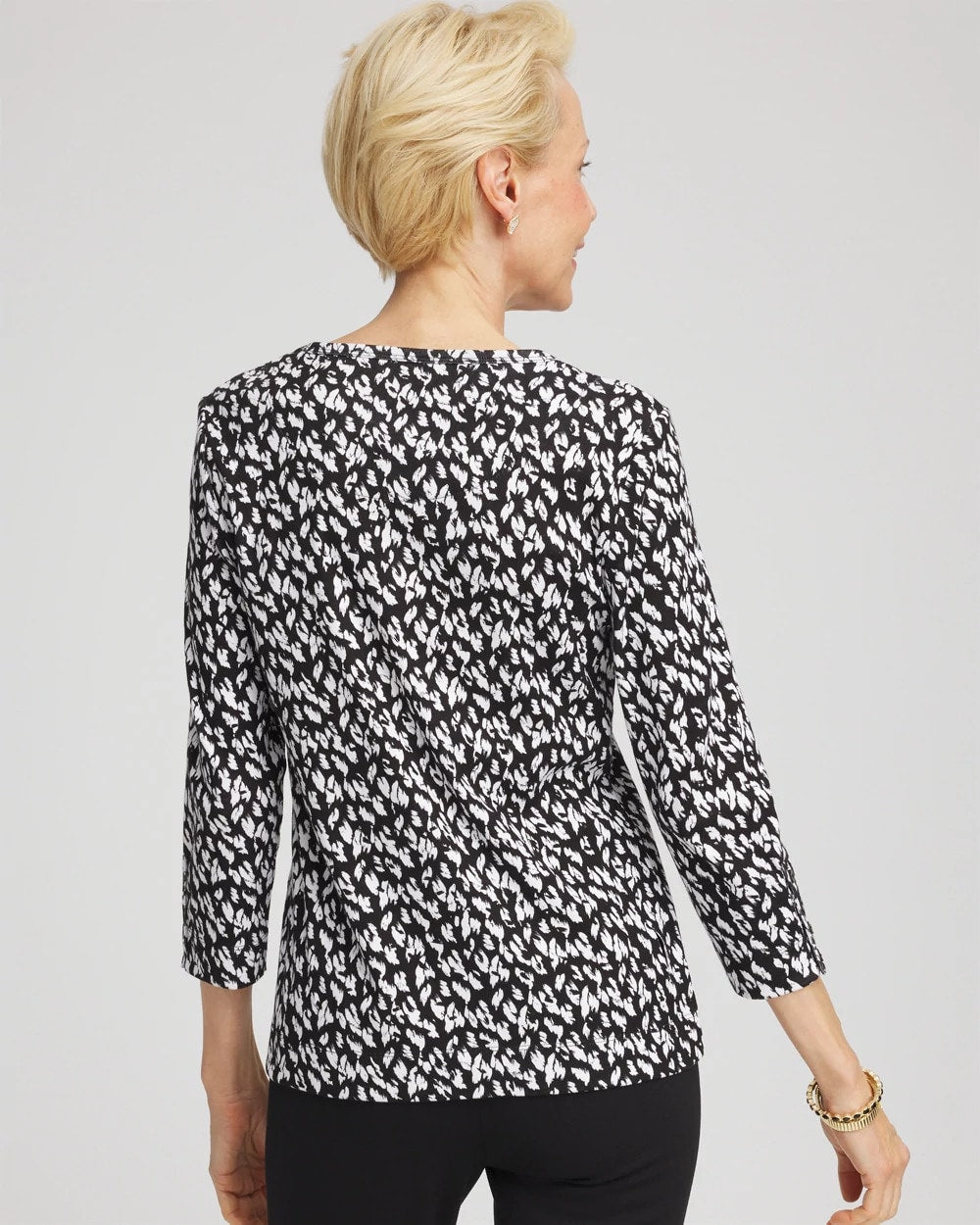 Chico's Women | Pima Crewneck Button Tee BLACK
