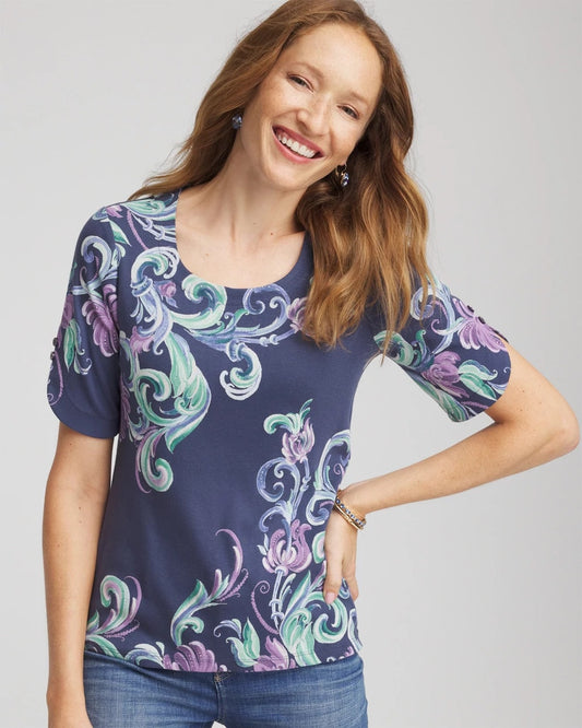 Chico's Women | Tulip Sleeve Pima Tee TEAL SHADOW